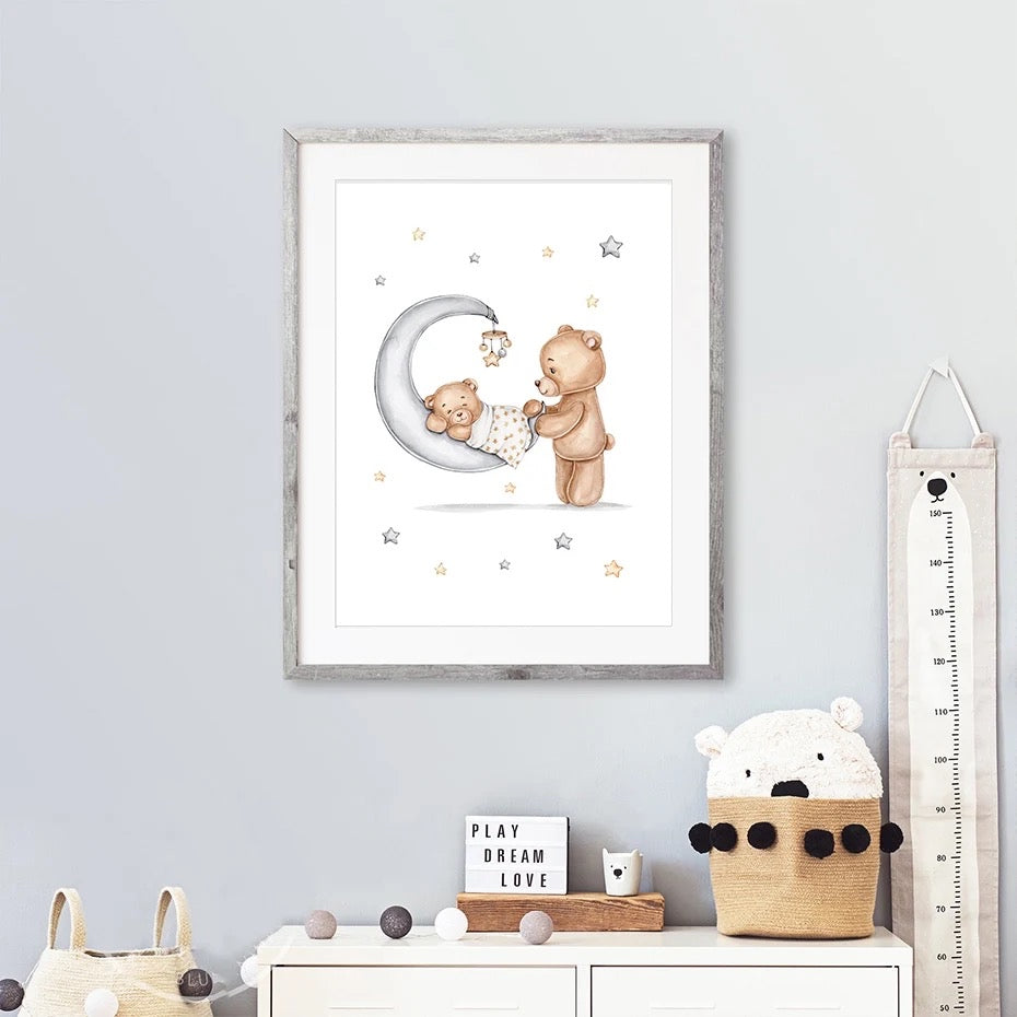 Kinderzimmer Bilder Bär und Hase personalisiert