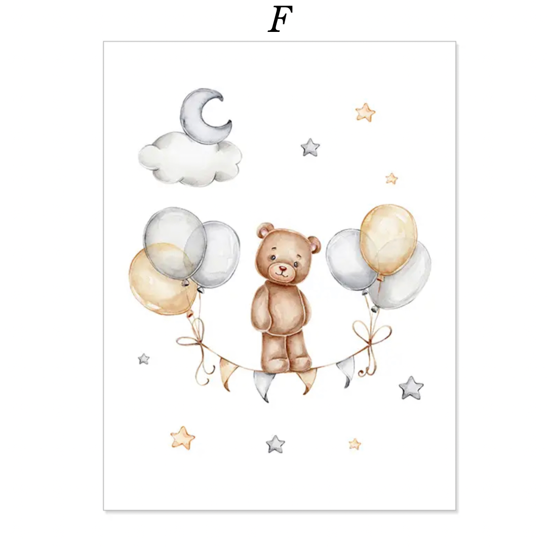 Kinderzimmer Bilder Bär und Hase personalisiert