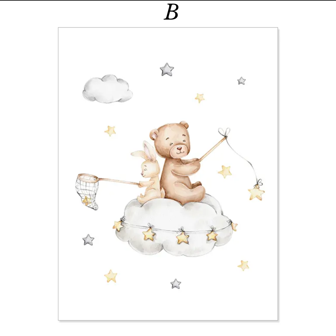 Kinderzimmer Bilder Bär und Hase personalisiert