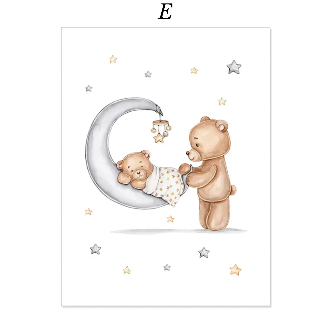 Kinderzimmer Bilder Bär und Hase personalisiert