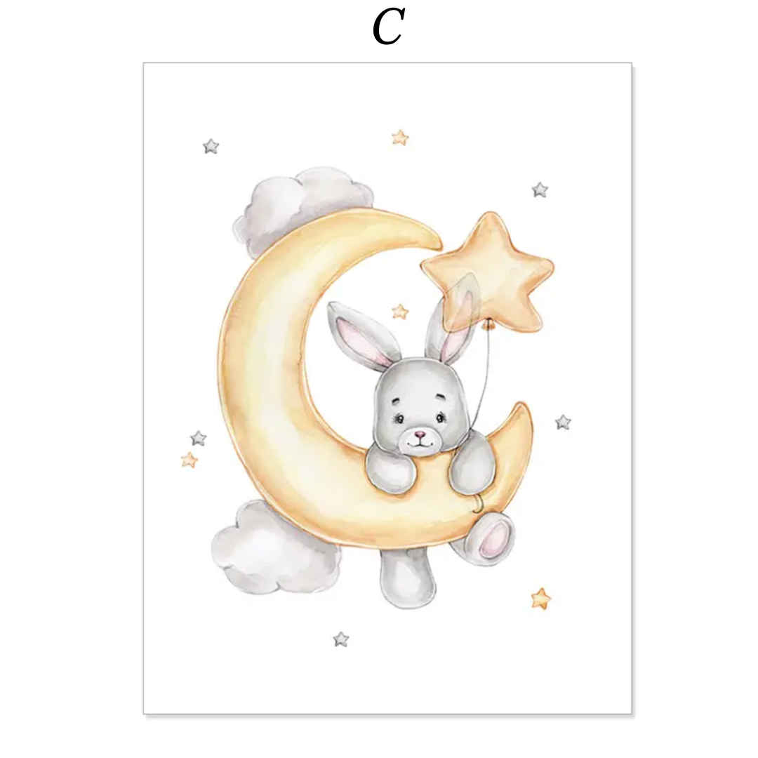 Kinderzimmer Bilder Bär und Hase personalisiert