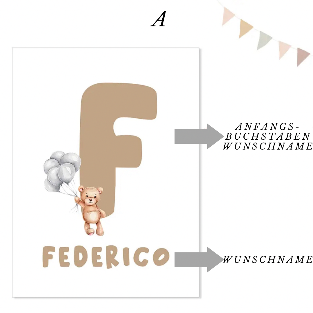 Kinderzimmer Bilder Bär und Hase personalisiert
