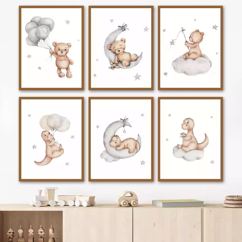 Kinderzimmer Bilder Bär und Dino