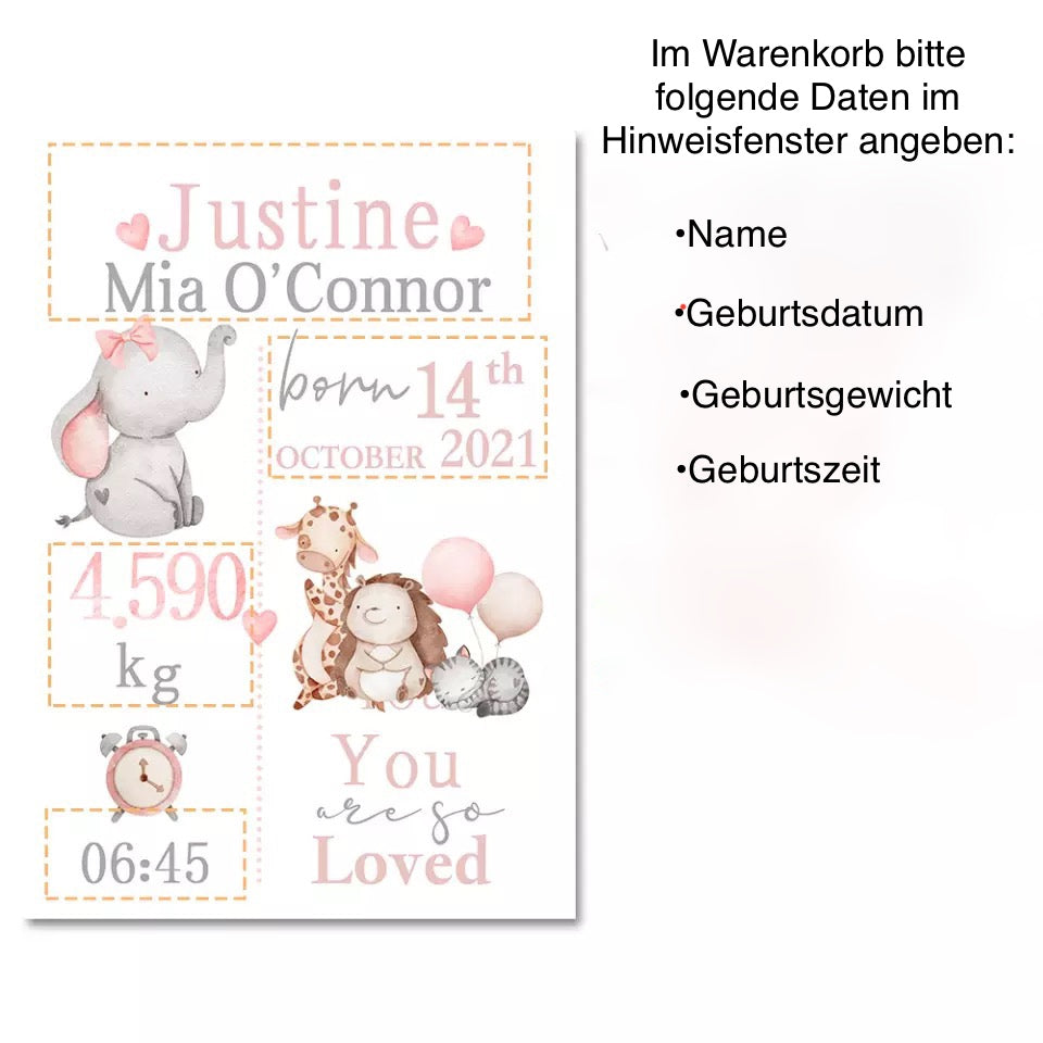 Personalisiertes Geburtsbild Mädchen